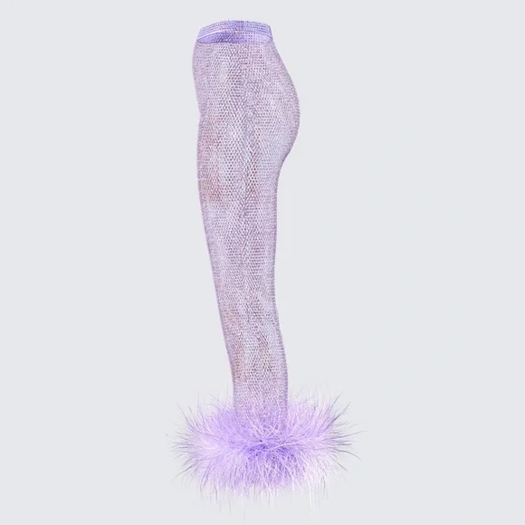 Finesse Ophira Lavender Rhinestone Feather Trim Skirt - Picture 2 of 7